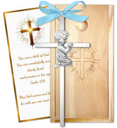 Meliatomia 6in praying cross boy—baptism keepsake with thoughtful religious symbolism.
