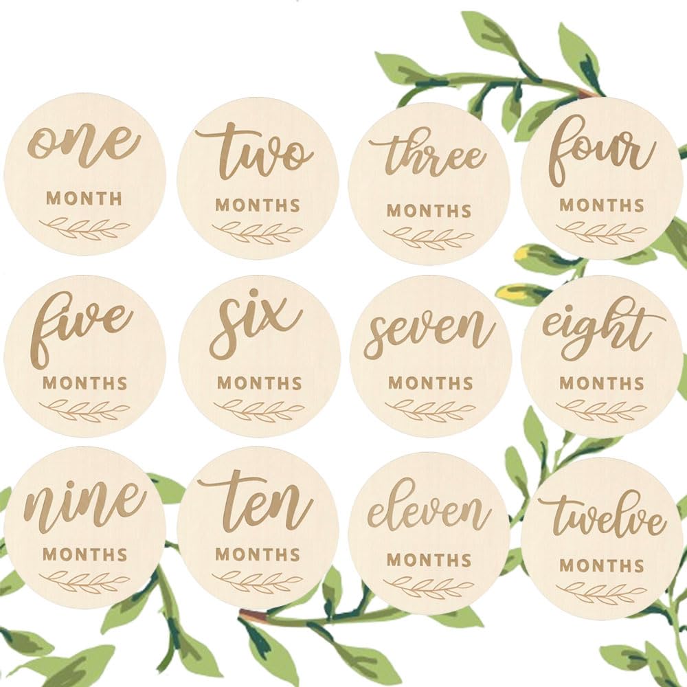 Meliatomia wooden baby monthly milestones discs set captures growth moments.