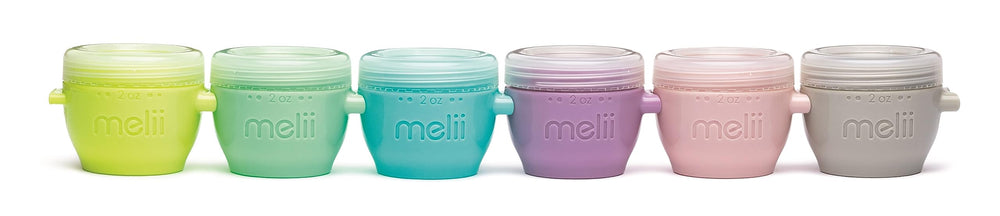 melii Snap & Go 6-pack stackable containers in bright colors for easy portioned meal prep