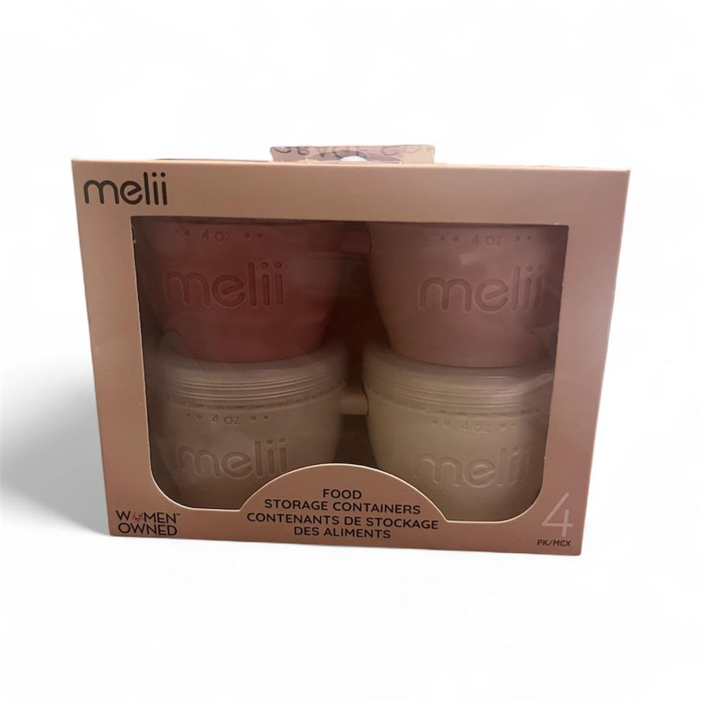 Melii Snap & Go Pods in vibrant colors for easy on-the-go baby meals.