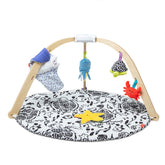 Melissa & Doug Ocean Play Gym with wooden arches supports early motor exploration.