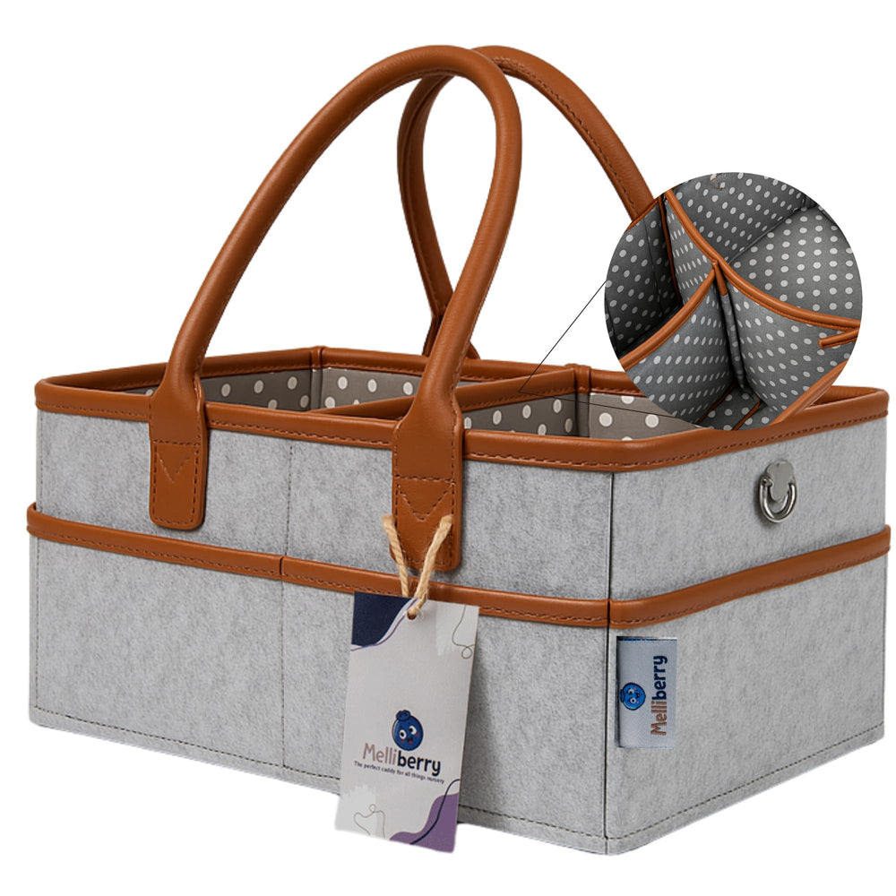 Melliberry diaper caddy with handle for easy transport