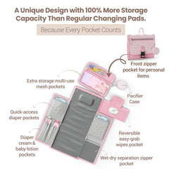 Mellories portable diaper pad wipes pocket demonstrates quick access during messy diaper duties