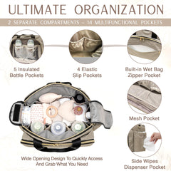 Mellories waterproof-oxford-cloth-beige exterior withstands daily wear and easy cleaning