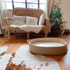 Meloom baby changing basket stored in its eco storage bag for travel
