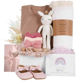 meloom deluxe baby girl gift box wrapped, elegant presentation for newborn gifts