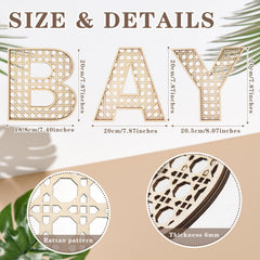 Menkxi boho rattan letters spell BABY, creating a nursery focal point.