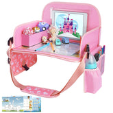 MENZOKE Kids Travel Tray car-seat fit keeps meals and activities organized on road trips.
