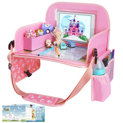 MENZOKE Kids Travel Tray car-seat fit keeps meals and activities organized on road trips.