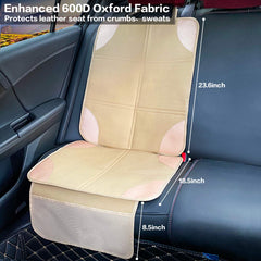 Meolsaek car seat protector ochre non-slip backing detail demonstrates grip for stability.