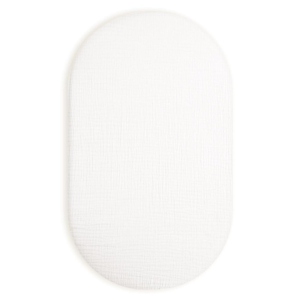 Meowcards bassinet sheet rectangle fits snugly for rectangle cribs with breathable muslin cotton.
