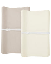 Meowcards beige-cream changing pad cover set with soft muslin for baby skin comfort.