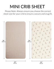meowcards mini crib sheets pack and play fit demonstrates convenient sizing for travel nursery