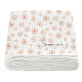 Meowcards Muslin Swaddle Flower-A closeup shows double-layer softness for newborn comfort.