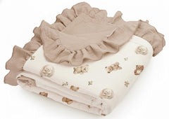 Meowcards four-layer muslin swaddle close-up shows softness and breathability for baby skin.