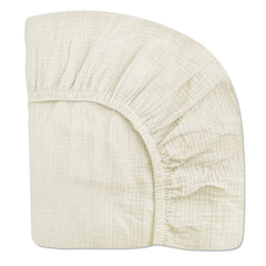Meowcards pack-n-play sheet cream closeup muslin texture for gentle baby skin