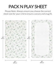 Meowcards Pack-n-Play Sheet crib-fit 27x39 highlights compatibility with most playards