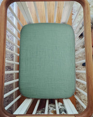 Meowcards pack and play sheet Roman Green fits 39x27x3 inch mattresses for a snug, safe fit.