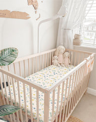 Meowcards pack-n-play sheet Sage color stays cozy for diaper changes.