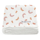 Meowcards swaddle blanket leaf fold demonstrates generous size for versatile newborn uses.