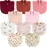 Mepase large muslin bibs variety styles show soft cotton texture for gentle drool management.