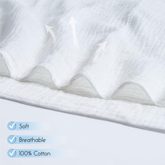 Meracorallo muslin swaddle blanket breathable weave promotes comfortable sleep.