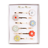 Meri Meri Daisy enamel hair slide close-up with pastel daisies for secure everyday styling