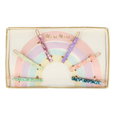 Meri Meri Rainbow Hair Clips pack in six colors for playful everyday styling.