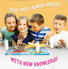 merka continents and oceans illustration helps kids identify places during mealtime.
