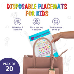 Merka disposable placemats numbers help counting practice at family meals.