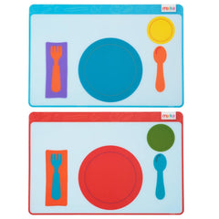 Merka place setting placemat kids multicolor on-table view promotes independent eating.
