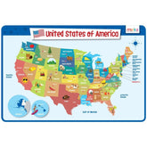 Merka United States Map Placemat with laminated backing for durable, easy-clean meals.