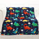 Mermaker dinosaur blanket double-sided pattern offers cozy design for playtime and cuddling.