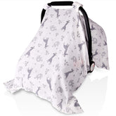 Metplus baby car seat cover elephant-giraffe print offers full sun and wind protection.
