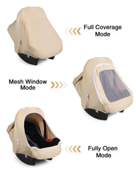 Metplus car seat canopy with mesh window promotes airflow during outings