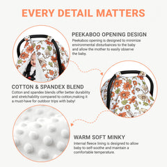 Metplus car seat canopy with peekaboo opening blocks sun and dust while baby naps.