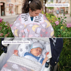 Metplus cover doubles as nursing, stroller, or blanket for versatile use.