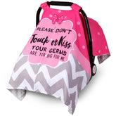 Metplus car seat cover with peekaboo opening for easy baby checks and discreet nursing.