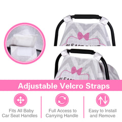Metplus infant carrier cover features breathable fabric for airflow and comfort.