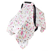 Metplus muslin baby car seat canopy purple flower folded for compact privacy on the go.