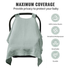 Metplus Muslin Car Seat Cover breathable muslin fabric provides soft, gentle touch for delicate skin.