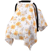 Metplus muslin carseat cover shows 360-degree coverage for sun and wind protection