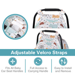 Metplus Muslin Carseat Cover breathable cotton muslin promoting airflow for comfort.