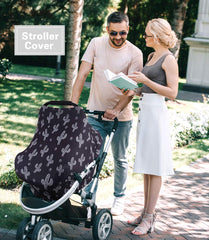 Metplus Nursing Cover Black Cactus offers privacy while breastfeeding in public.