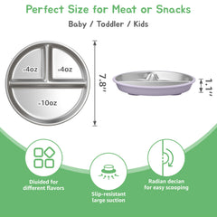 MEUIS suction toddler plates set lids-closeup highlights BPA-free lids for safe leftovers