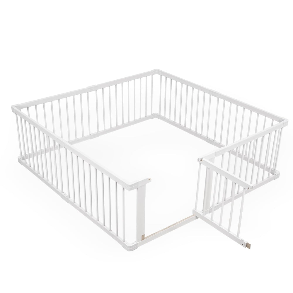 MEWANG wooden playpen with closed gate for safe, contained playtime