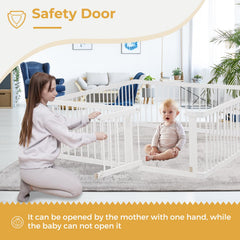 MEWANG wooden playpen with durable wood supports long-lasting play sessions
