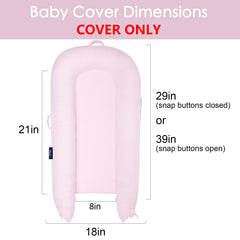 MEXXI Corduroy Baby Nest Cover pink handles feature for easy transport and quick swaps.