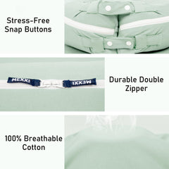 MEXXI Pistacho Green cover zipper detail demonstrating durable closure