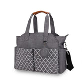 MEYTEILAY diaper bag tote gray front view with roomy compartments for travel.